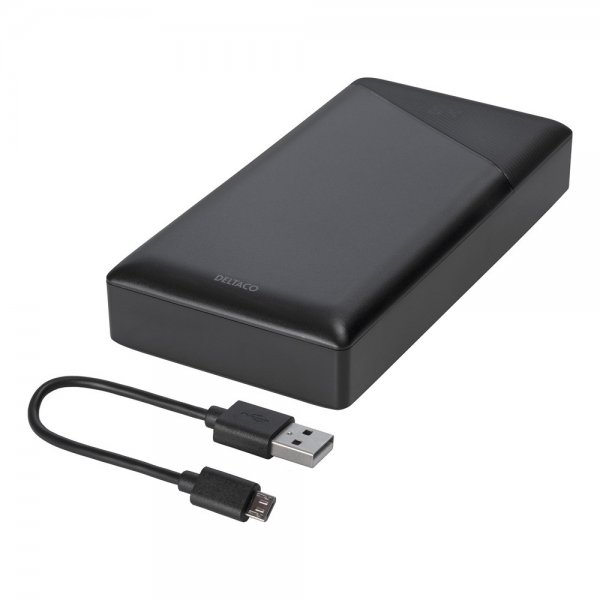 Deltaco Powerbank 20 000 mAh Fast Charge 18W Svart