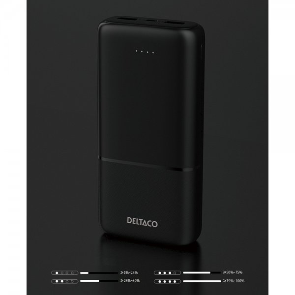 Deltaco Powerbank 20 000 mAh Fast Charge 20W Svart