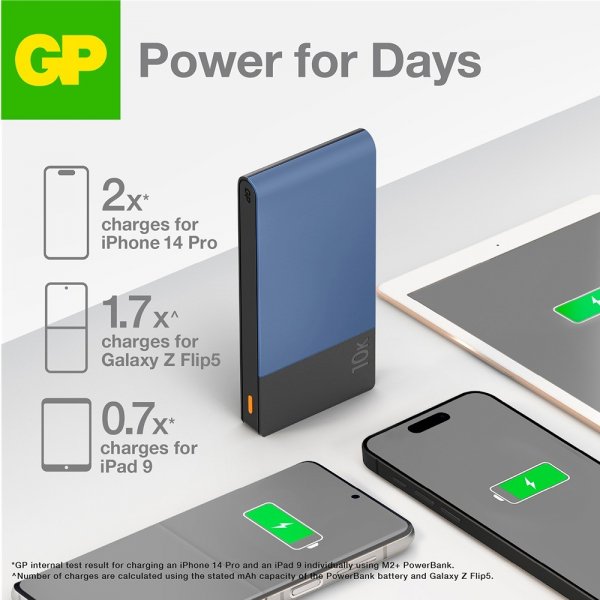GP Powerbank M2+ 10 000 mAh Blå