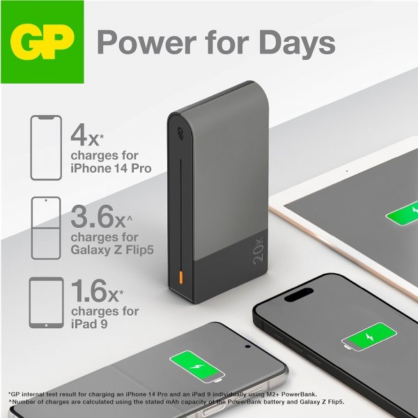 GP Powerbank M2+ 10 000 mAh Grå