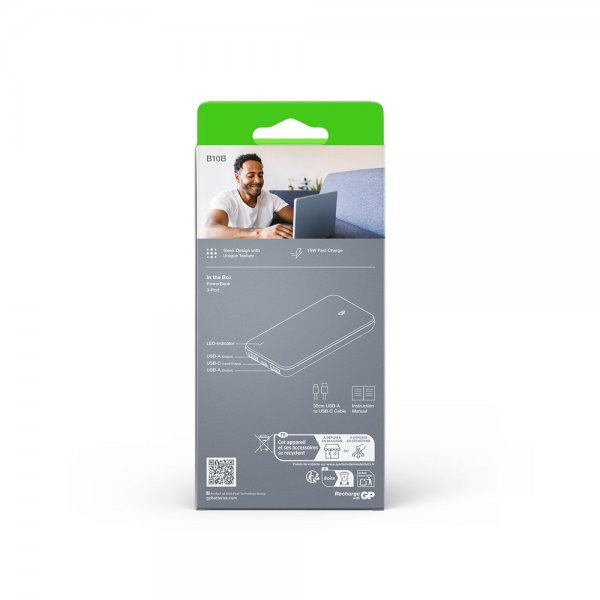 GP Powerbank Plus 10 000 mAh Svart