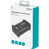 Deltaco Powerbank Transparent 10 000 mAh Fast Charge Svart