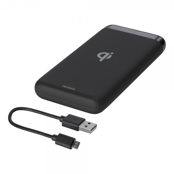 Deltaco Powerbank Wireless 10 000 mAh Svart