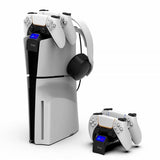 Ipega PS5 Slim Toppmonterad Kontrolladdare med Hörlurshållare