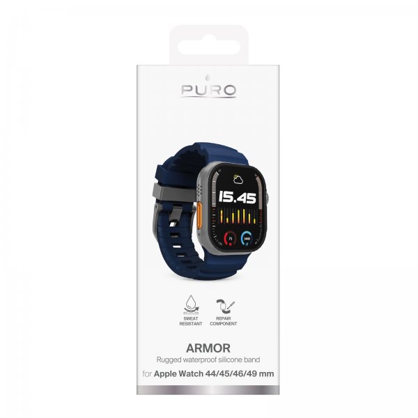 Puro Apple Watch 44/45/46/Ultra 49mm Armband Armor Blå