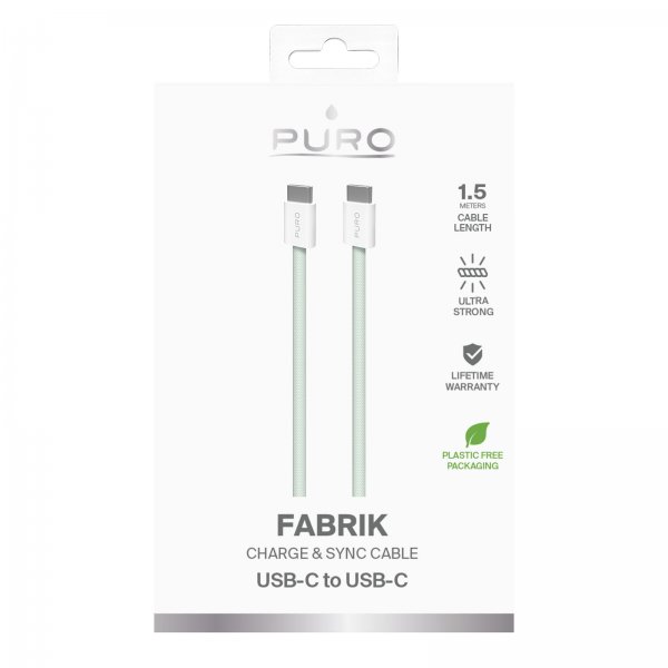 Puro Kabel Fabrik 2.0 60W USB-C till USB-C 1.5m Grön