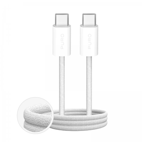 Puro Kabel Fabrik 2.0 240W USB-C till USB-C 1m Vit