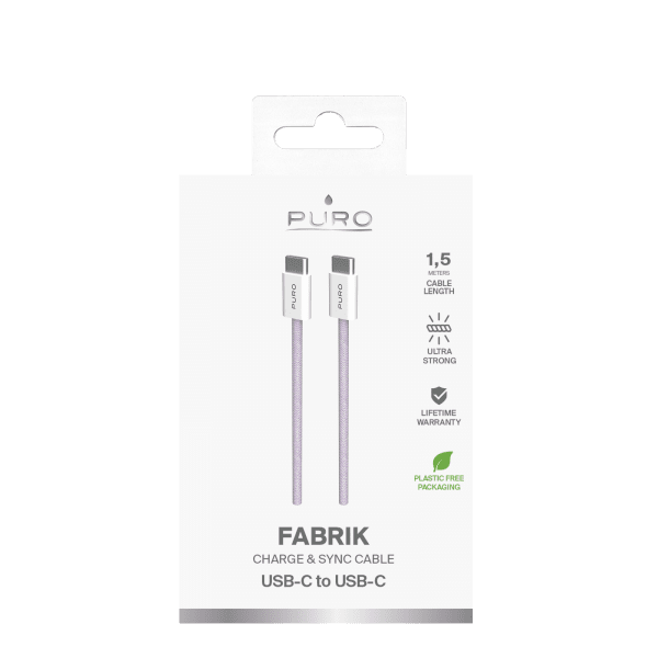 Puro Kabel Fabrik 2.0 60W USB-C till USB-C 1.5m Coraltastic