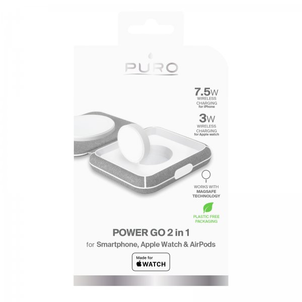 Puro Trådlös Laddare Power Go 2-in-1 MagSafe Vit