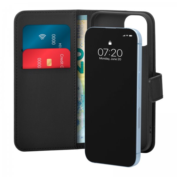 Puro iPhone 14 Fodral Wallet Stand Svart