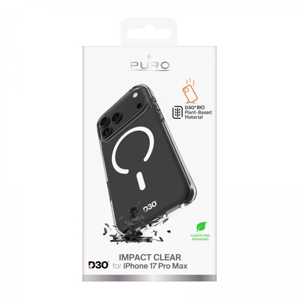 Puro iPhone 17 Pro Max Skal Impact Clear D3O MagSafe Transparent