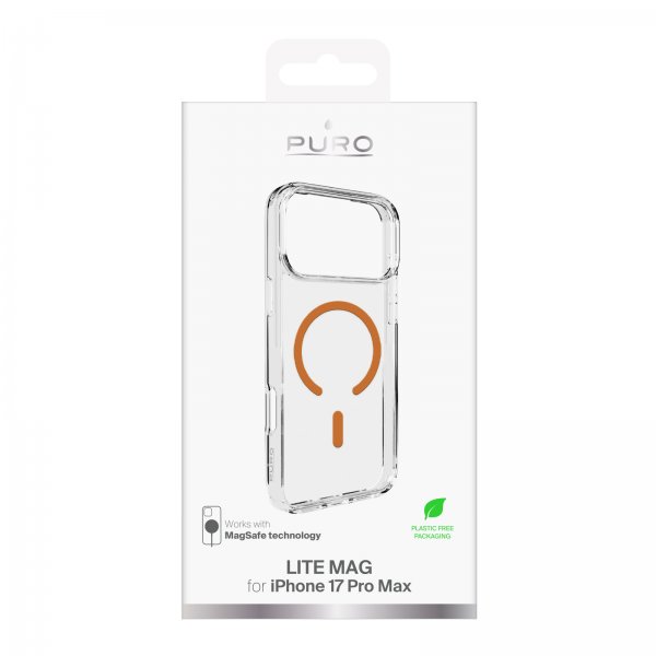 Puro iPhone 17 Pro Max Skal Lite Mag Transparent Orange