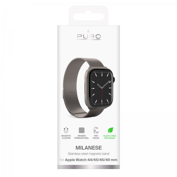Puro Apple Watch 44/45/46mm/Ultra 49mm Armband Milanese Titanium