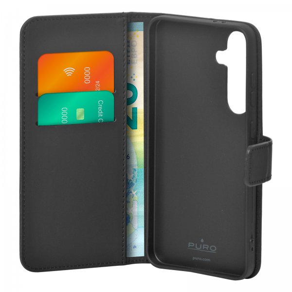 Puro Samsung Galaxy S24 Plus Fodral Wallet Stand Svart