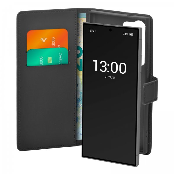 Puro Samsung Galaxy S24 Ultra Fodral Wallet Stand Svart