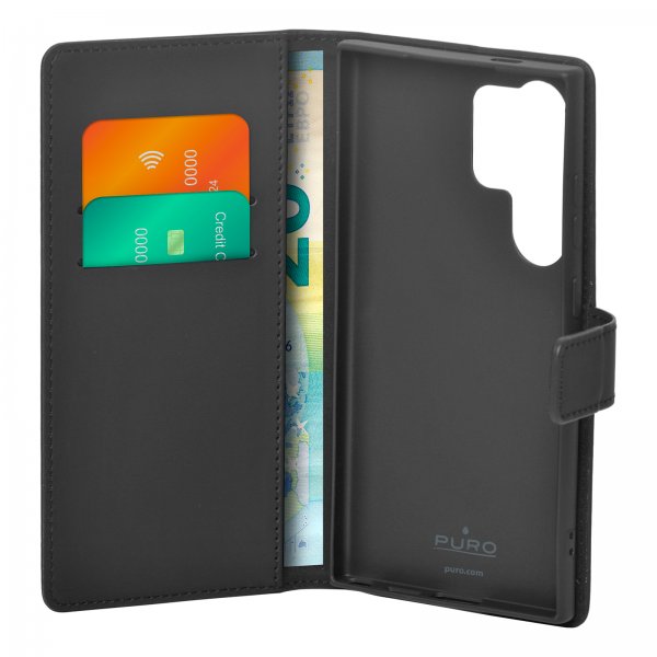 Puro Samsung Galaxy S24 Ultra Fodral Wallet Stand Svart