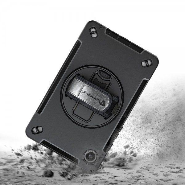 Armor-X Samsung Galaxy Tab A9 Skal Rainproof Rugged Case Hand Strap Kickstand Svart