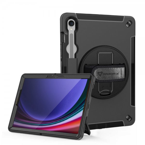 Armor-X Samsung Galaxy Tab S9 Skal Rainproof Rugged Case Hand Strap Kickstand