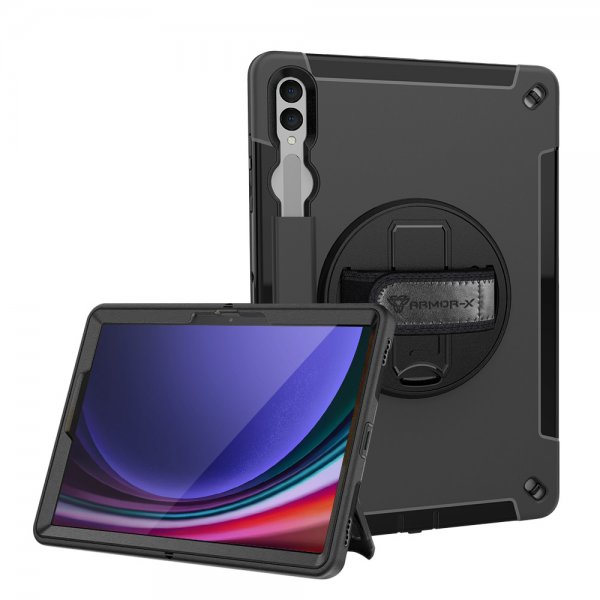 Armor-X Samsung Galaxy Tab S9 Plus Skal Rainproof Rugged Case Hand Strap Kickstand