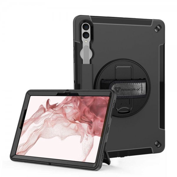 Armor-X Samsung Galaxy Tab S9 Plus Skal Rainproof Rugged Case Hand Strap Kickstand