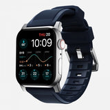 Nomad Apple Watch 44/45/46mm/Apple Watch Ultra Armband Rugged Band Silver Hardware Atlantic Blue