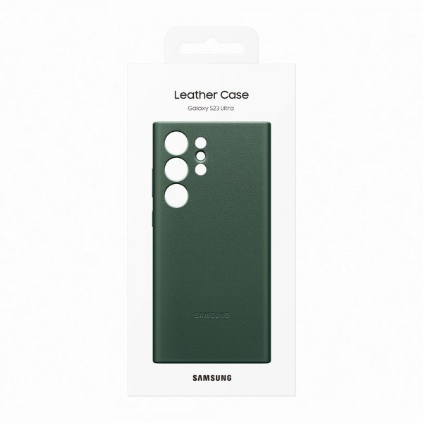 Samsung Original Galaxy S23 Ultra Skal Leather Cover Grön