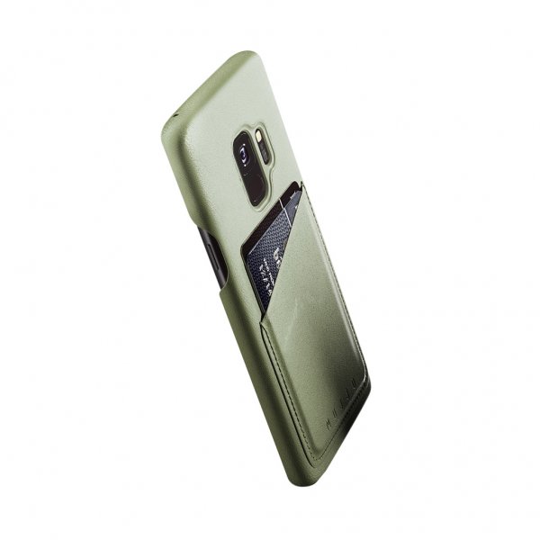 Mujjo Samsung Galaxy S9 Skal Full Leather Wallet Case Olive Green