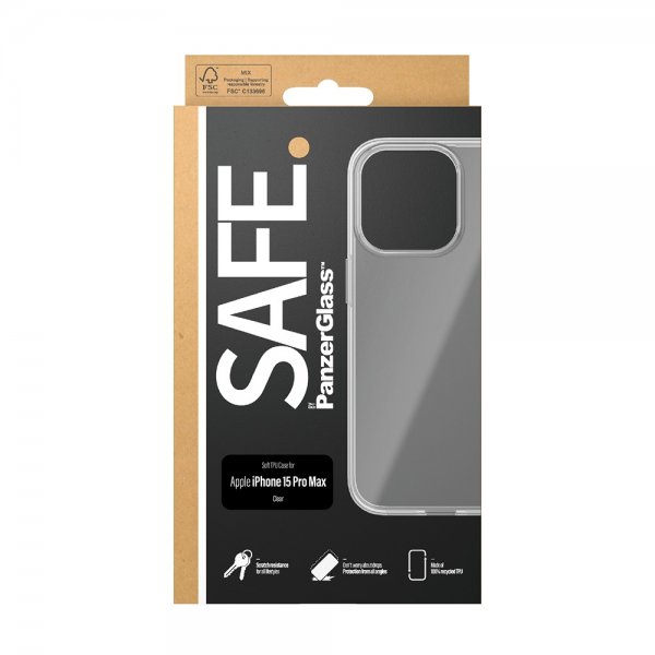 SAFE by PanzerGlass iPhone 15 Pro Max Skal Soft TPU Case Transparent