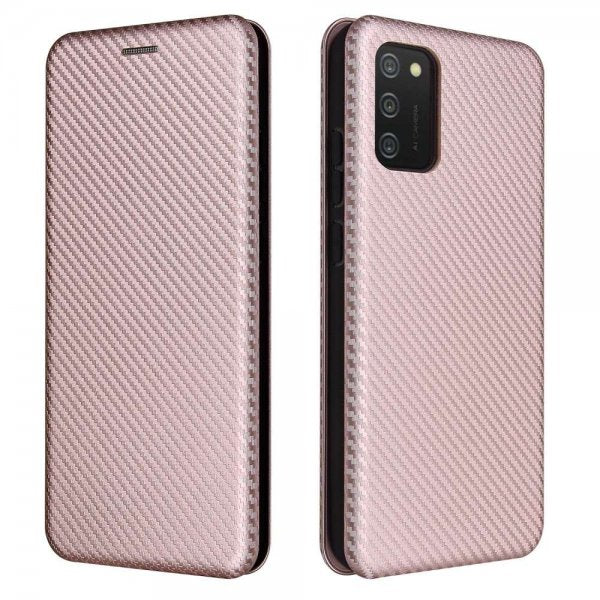 Samsung Galaxy A03s Fodral Kolfibertextur Roseguld