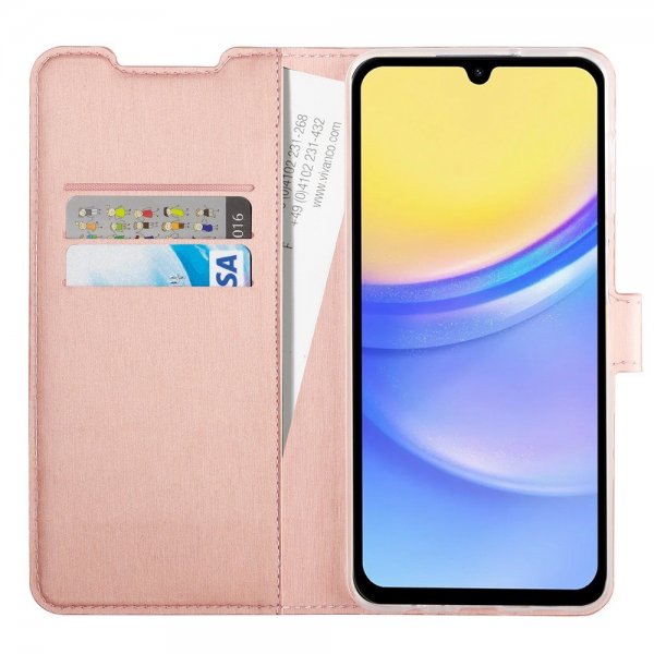 Vivanco Samsung Galaxy A15 Fodral Classic Wallet Roseguld
