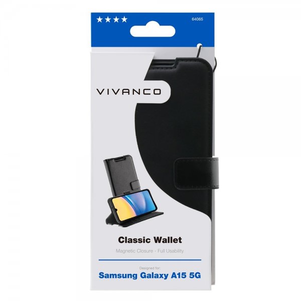 Vivanco Samsung Galaxy A15 Fodral Classic Wallet Svart