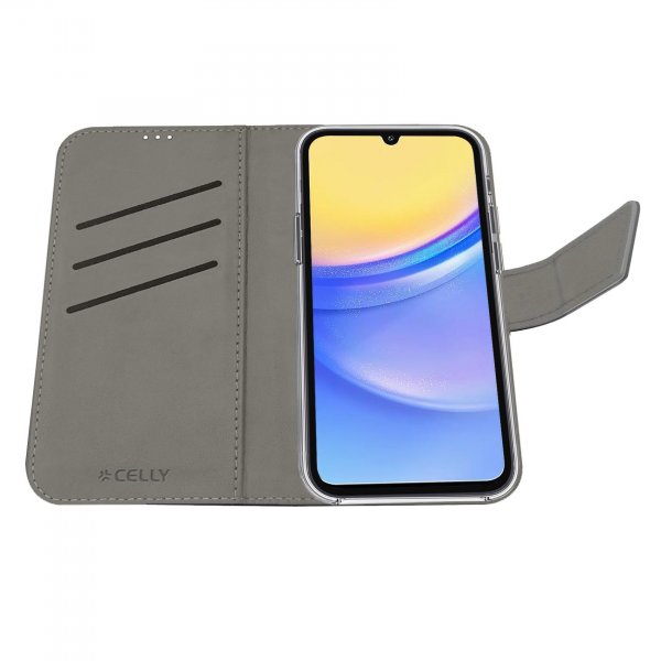 Celly Samsung Galaxy A15 Fodral Wally Wallet Case Svart