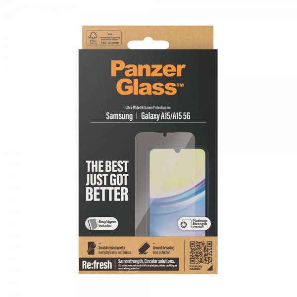 PanzerGlass Samsung Galaxy A15 Skärmskydd Ultra-Wide Fit EasyAligner