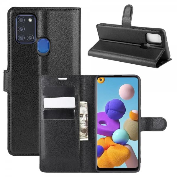 Samsung Galaxy A21s Fodral Litchi Svart