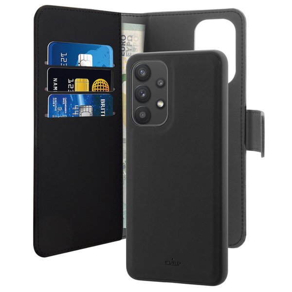 Puro Samsung Galaxy A33 5G Fodral 2 in 1 Wallet Case Löstagbart Skal Svart