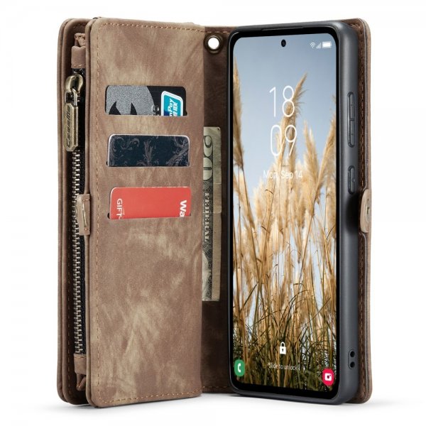 CaseMe Samsung Galaxy A35 Fodral 008 Series Löstagbart Skal Brun