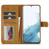 Lc.Imeeke Samsung Galaxy A35 Fodral med Kortfack Stativfunktion Ljusbrun