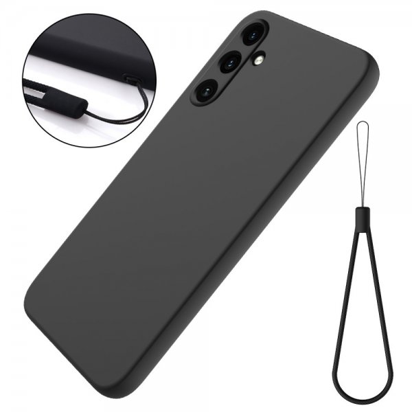 Samsung Galaxy A35 Skal med Strap Silikon Svart