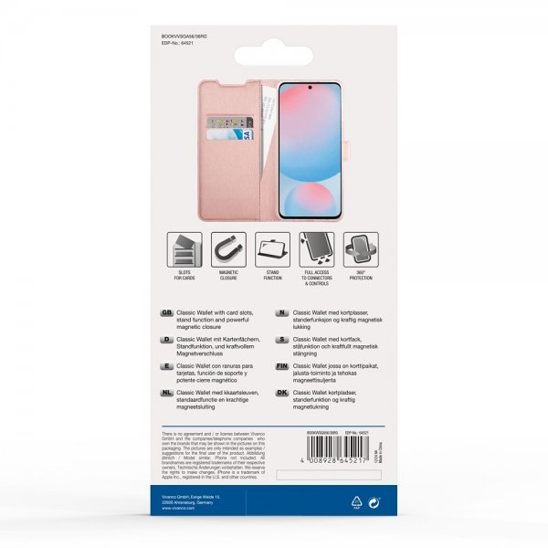 Vivanco Samsung Galaxy A36/Galaxy A56 Fodral Classic Wallet Roseguld