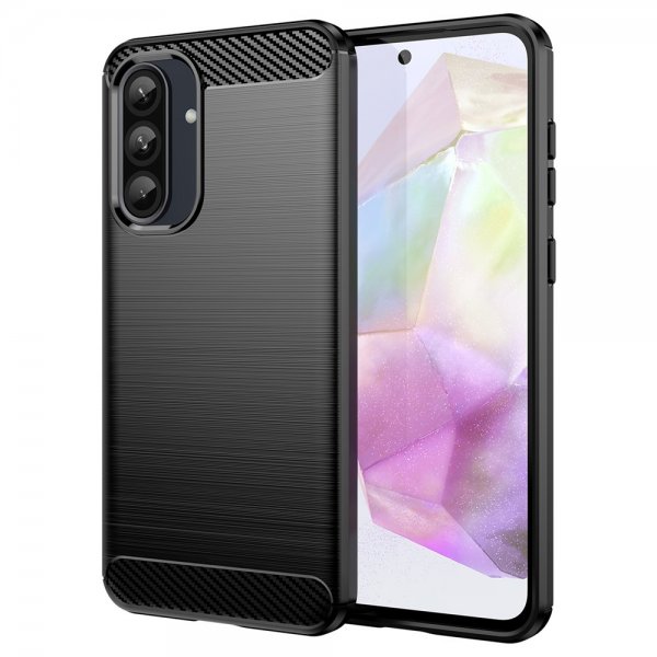 Samsung Galaxy A36/Galaxy A56 Skal Borstad Kolfibertextur Svart