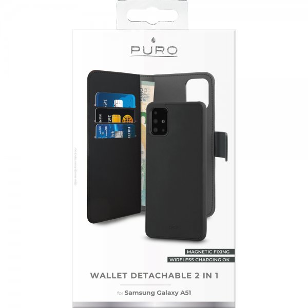 Puro Samsung Galaxy A51 Fodral Wallet Detachable 2 in 1 Svart