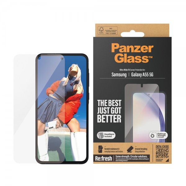 PanzerGlass Samsung Galaxy A55 Skärmskydd Ultra-Wide Fit EasyAligner