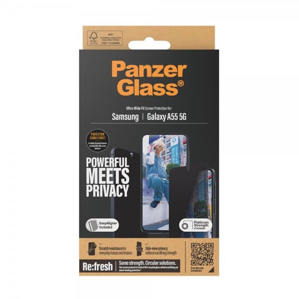 PanzerGlass Samsung Galaxy A55 Skärmskydd Ultra-Wide Fit Privacy EasyAligner
