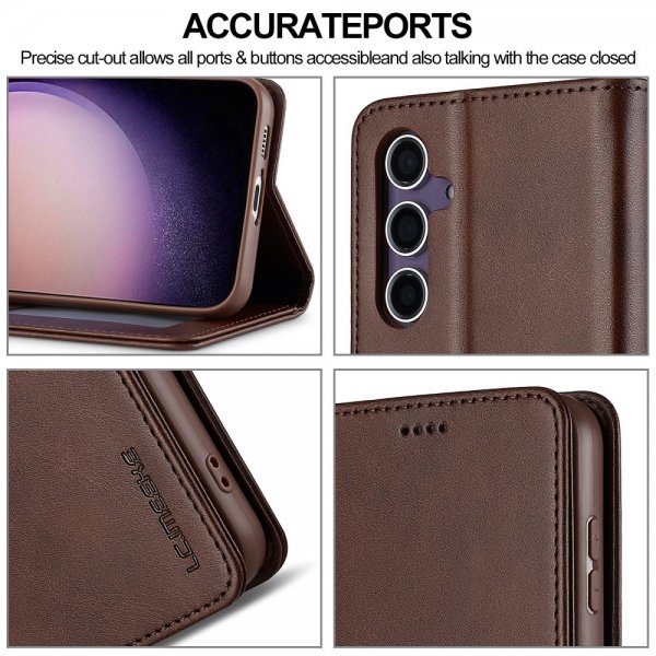 Lc.Imeeke Samsung Galaxy A56 Fodral med Kortfack Stativfunktion Mörkbrun