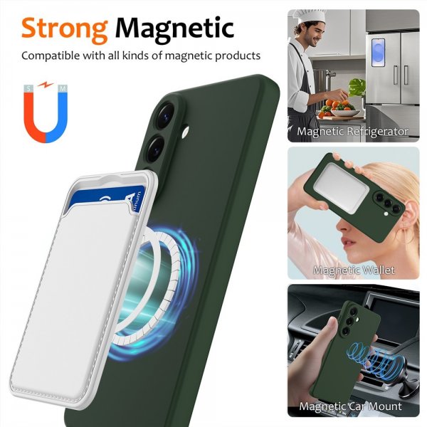 Samsung Galaxy A57 Skal med Strap Silikon MagSafe Grön