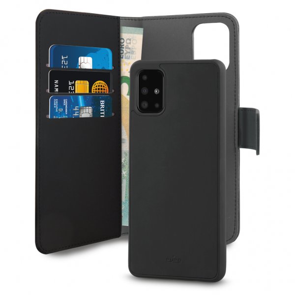 Puro Samsung Galaxy A71 Fodral Wallet Detachable 2 in 1 Svart