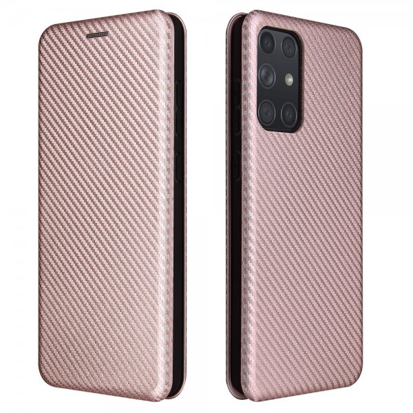 Samsung Galaxy A72 Fodral Kolfibertextur Roseguld