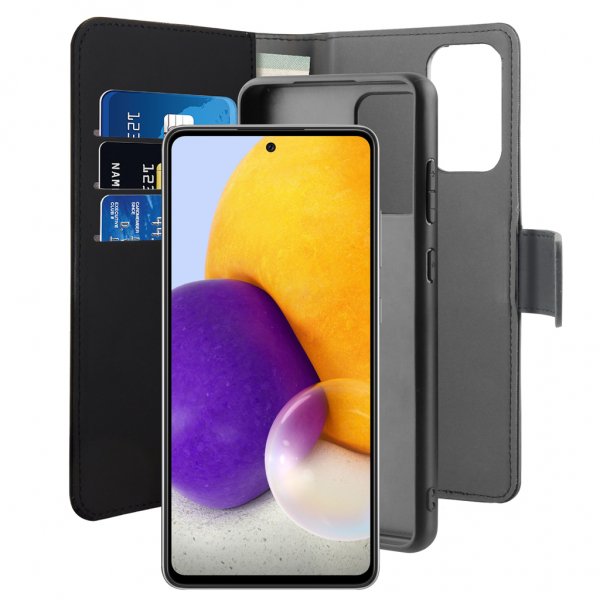 Puro Samsung Galaxy A72 Fodral Wallet Detachable 2 in 1 Löstagbart Skal Svart