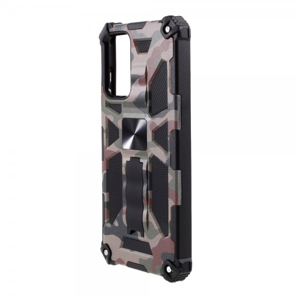 Samsung Galaxy A72 Skal med Metallplatta Stativfunktion Camouflage Grön