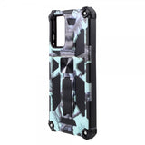 Samsung Galaxy A72 Skal med Metallplatta Stativfunktion Camouflage Ljusblå
